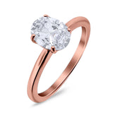  Oval Natural Stone Solitaire Cathedral Ring