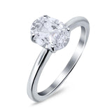  Oval Natural Stone Solitaire Cathedral Ring
