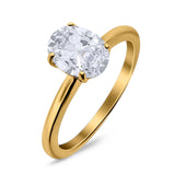  Oval Natural Stone Solitaire Cathedral Ring