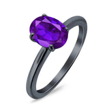  Oval Natural Stone Solitaire Cathedral Ring
