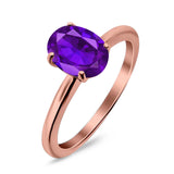  Oval Natural Stone Solitaire Cathedral Ring