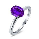  Oval Natural Stone Solitaire Cathedral Ring