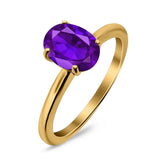  Oval Natural Stone Solitaire Cathedral Ring
