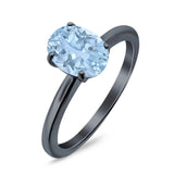  Oval Natural Stone Solitaire Cathedral Ring