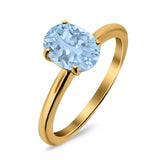  Oval Natural Stone Solitaire Cathedral Ring