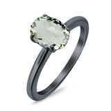  Oval Natural Stone Solitaire Cathedral Ring