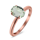  Oval Natural Stone Solitaire Cathedral Ring