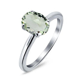  Oval Natural Stone Solitaire Cathedral Ring