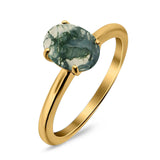  Oval Natural Stone Solitaire Cathedral Ring