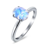  Oval Natural Stone Solitaire Cathedral Ring