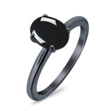  Oval Natural Stone Solitaire Cathedral Ring