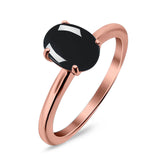  Oval Natural Stone Solitaire Cathedral Ring