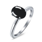  Oval Natural Stone Solitaire Cathedral Ring