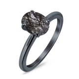  Oval Natural Stone Solitaire Cathedral Ring