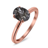 Oval Natural Stone Solitaire Cathedral Ring
