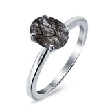  Oval Natural Stone Solitaire Cathedral Ring