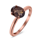  Oval Natural Stone Solitaire Cathedral Ring