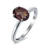  Oval Natural Stone Solitaire Cathedral Ring
