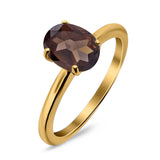  Oval Natural Stone Solitaire Cathedral Ring