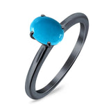 Art Deco Oval Natural Stone Solitaire Ring