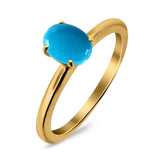 Art Deco Oval Natural Stone Solitaire Ring