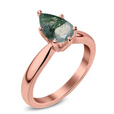 Pear Teardrop Natural Stone Cathedral Ring