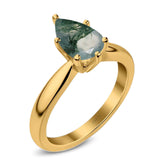 Pear Teardrop Natural Stone Cathedral Ring