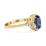 Art Deco Oval Natural Stone Wedding Ring