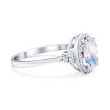 Art Deco Oval Natural Stone Wedding Ring