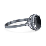 Art Deco Oval Natural Stone Wedding Ring