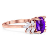 Art Deco Oval Natural Stone Floral Ring