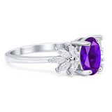 Art Deco Oval Natural Stone Floral Ring