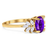 Art Deco Oval Natural Stone Floral Ring