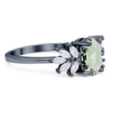 Art Deco Oval Natural Stone Floral Ring