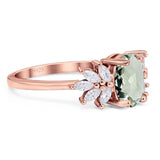 Art Deco Oval Natural Stone Floral Ring