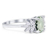 Art Deco Oval Natural Stone Floral Ring