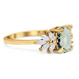 Art Deco Oval Natural Stone Floral Ring