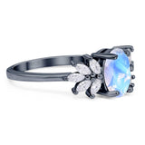 Art Deco Oval Natural Stone Floral Ring