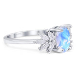 Art Deco Oval Natural Stone Floral Ring