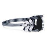 Art Deco Oval Natural Stone Floral Ring