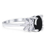 Art Deco Oval Natural Stone Floral Ring