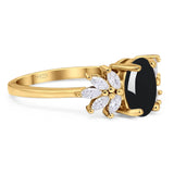 Art Deco Oval Natural Stone Floral Ring