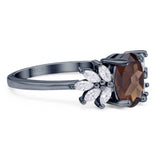 Art Deco Oval Natural Stone Floral Ring