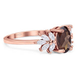 Art Deco Oval Natural Stone Floral Ring