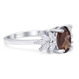 Art Deco Oval Natural Stone Floral Ring