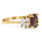 Art Deco Oval Natural Stone Floral Ring