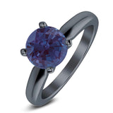  Round Natural Stone Solitaire Cathedral Ring