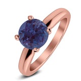  Round Natural Stone Solitaire Cathedral Ring