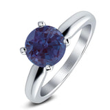  Round Natural Stone Solitaire Cathedral Ring
