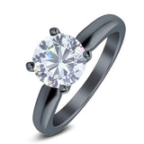  Round Natural Stone Solitaire Cathedral Ring